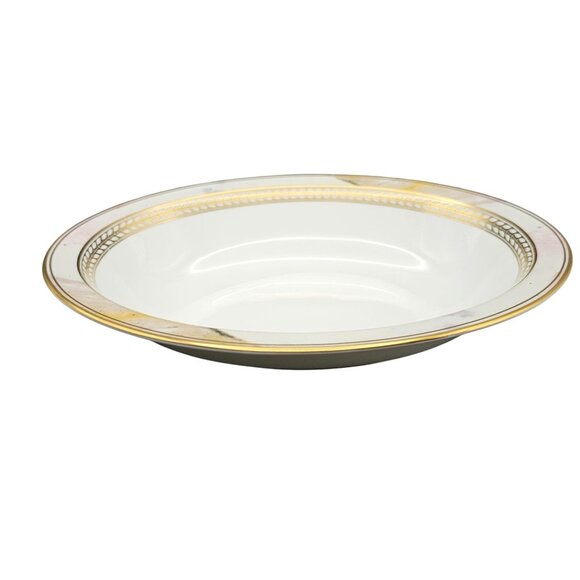 Minton Alabaster & Gold Oval Vegetable Bowl Royal Doulton 1990s Vintage - Picture 2 of 15